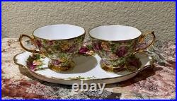 Rare Royal Albert Old Country Roses Chintz Tea Cups & Ocr Regal Tray Platter Set