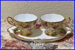 Rare Royal Albert Old Country Roses Chintz Tea Cups & Ocr Regal Tray Platter Set