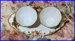 Rare Royal Albert Old Country Roses Chintz Tea Cups & Ocr Regal Tray Platter Set