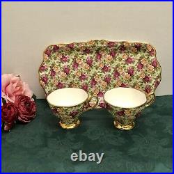 Rare Royal Albert Old Country Roses Chintz Tea Cups & Sandwich Tray Platter