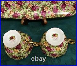 Rare Royal Albert Old Country Roses Chintz Tea Cups & Sandwich Tray Platter