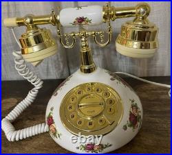 Rare Royal Albert Old Country Roses Corded Telephone Vintage Floral Gold TT-870