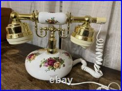 Rare Royal Albert Old Country Roses Corded Telephone Vintage Floral Gold TT-870