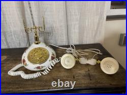 Rare Royal Albert Old Country Roses Corded Telephone Vintage Floral Gold TT-870
