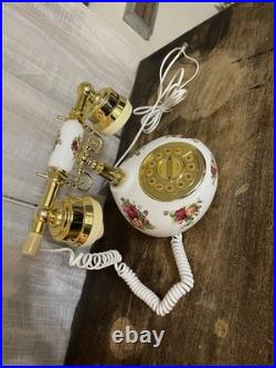 Rare Royal Albert Old Country Roses Corded Telephone Vintage Floral Gold TT-870