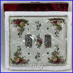 Rare Royal Albert Old Country Roses Double Light Switch Plate Cover Nib