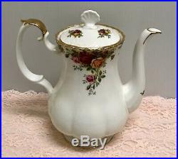 Rare Royal Albert Old Country Roses England Shell LID Large Tea Pot Coffee Pot