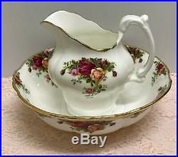 Rare Royal Albert Old Country Roses England Water Pitcher Ewer Salad Bowl Set