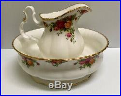 Rare Royal Albert Old Country Roses England Water Pitcher Ewer Salad Bowl Set