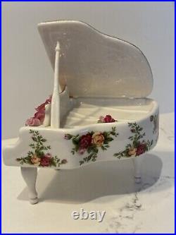 Rare Royal Albert Old Country Roses Grand Piano Music Box