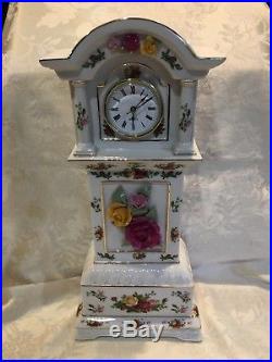 Rare Royal Albert Old Country Roses Grandfather Clock