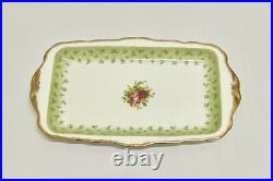 Rare Royal Albert Old Country Roses Green Accent Sandwich Tray Serving Platter Rare Royal Albert Old Country Roses Green Accent Sandwich Tray Serving Platter