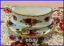 Rare Royal Albert Old Country Roses Mustard Condiment Dish & Oval Soap Holder