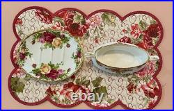 Rare Royal Albert Old Country Roses Mustard Condiment Dish & Oval Soap Holder