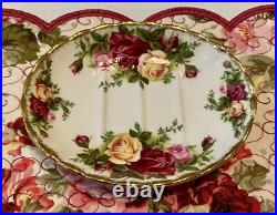 Rare Royal Albert Old Country Roses Mustard Condiment Dish & Oval Soap Holder