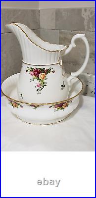 Rare Royal Albert Old Country Roses Pitcher & Bowl