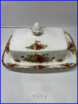 Rare Royal Albert Old Country Roses Rectangle Butter Dish With Lid EUC