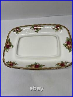Rare Royal Albert Old Country Roses Rectangle Butter Dish With Lid EUC