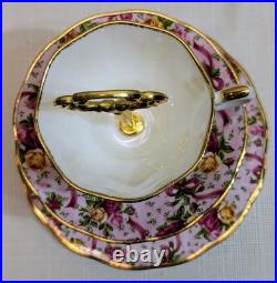 Rare Royal Albert Old Country Roses Ruby Celebration'02 Pink Chintz Tiered Tray Rare Royal Albert Old Country Roses Ruby Celebration'02 Pink Chintz Tiered Tray
