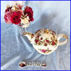 Rare Royal Albert Old Country Roses Teapot (Classic III) WithFree Porcelain Spoon