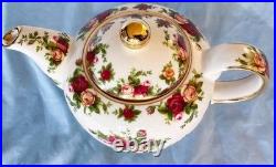 Rare Royal Albert Old Country Roses Teapot (Classic III) WithFree Porcelain Spoon