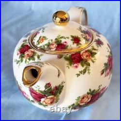 Rare Royal Albert Old Country Roses Teapot (Classic III) WithFree Porcelain Spoon