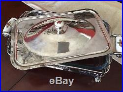 Rare Royal Doulton Old Country Roses Silver Plated Casserole Server W Glass Pan
