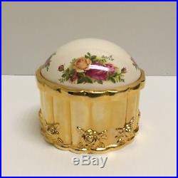Rare Royal Doulton Royal Albert Old Country Roses Gold Vanity Jewelry Box