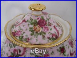 Rare Vintage Royal Albert Old Country Roses Ruby Celebration Teapot Pretty Pink