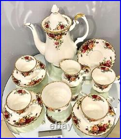 Royal Albert 11 Pc Set Tea For 4 Vintage Orig Production Old Ctry Roses Mint A