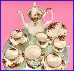 Royal Albert 11 Pc Set Tea For 4 Vintage Orig Production Old Ctry Roses Mint A