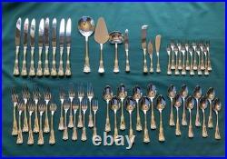 Royal Albert 18/10 Stainless Steel With Gold Accent Flatware Set Of 59 Pieces