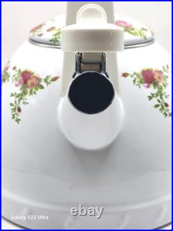 Royal Albert 1962 OLD COUNTRY ROSES Metal Whistler Tea pot Kettle and Lid