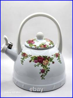 Royal Albert 1962 OLD COUNTRY ROSES Metal Whistler Tea pot Kettle and Lid