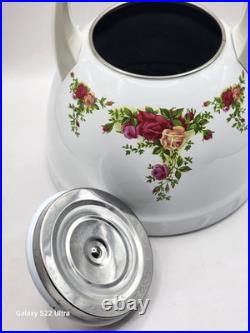 Royal Albert 1962 OLD COUNTRY ROSES Metal Whistler Tea pot Kettle and Lid