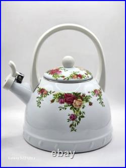 Royal Albert 1962 OLD COUNTRY ROSES Metal Whistler Tea pot Kettle and Lid