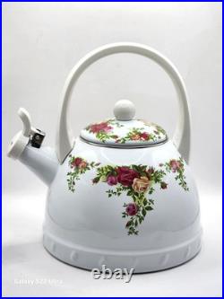 Royal Albert 1962 OLD COUNTRY ROSES Metal Whistler Tea pot Kettle and Lid