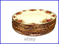 Royal Albert 1962 Old Country Roses 22k trim Dinner Plates 10.5 in. Lot 8 pcs