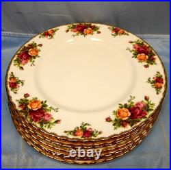 Royal Albert 1962 Old Country Roses 22k trim Dinner Plates 10.5 in. Lot 8 pcs