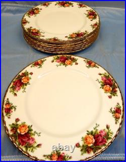 Royal Albert 1962 Old Country Roses 22k trim Dinner Plates 10.5 in. Lot 8 pcs