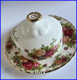 Royal Albert 1962 Old Country Roses Bone China Tea Set, Round Butter Dish, S & P