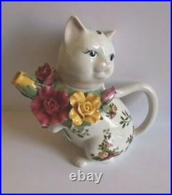 Royal Albert 1962 Old Country Roses Kitty Cat Tea Set teapot (3pcs)