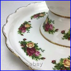 Royal Albert 2 in 1 Cake Stand/Chip & Dip Old Country Roses