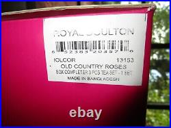 Royal Albert 3 Pc Set Teapot Sugar Creamer Full Size Old Country Roses New Box