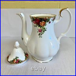 Royal Albert 3 Piece Old Country Roses Coffee Pot, Creamer & Sugar Bowl Lid 1962