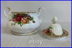 Royal Albert 3 Piece Old Country Roses Coffee Pot, Creamer & Sugar Bowl Lid 1962