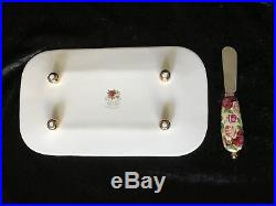 Royal Albert CHINTZ Old Country Roses FOOTED CHEESE BOARD SET EUC