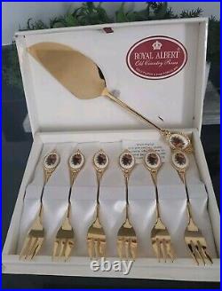 Royal Albert Cake Server And 6 Cake Forks Set