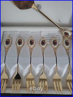 Royal Albert Cake Server And 6 Cake Forks Set