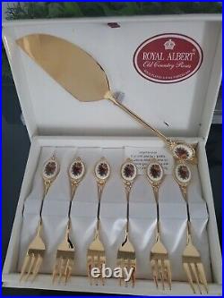 Royal Albert Cake Server And 6 Cake Forks Set